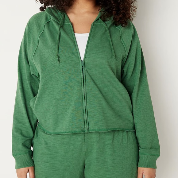 PINK Victoria's Secret Tops - Pink green zip up sweatshirt
